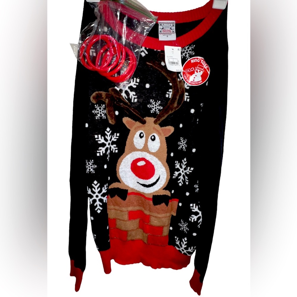 Holiday Sweater Reindeer Ring Toss Game NWT